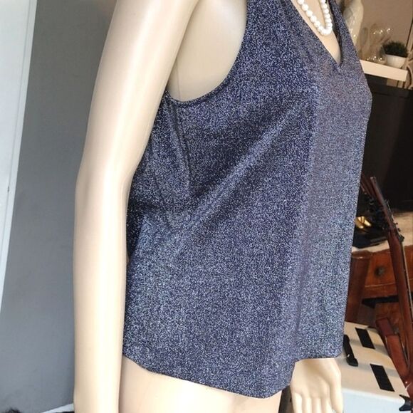 Cabernet Women's Size XL Sparkly Nylon Metallic Dark Silver Tank Top - Picture 3 of 9